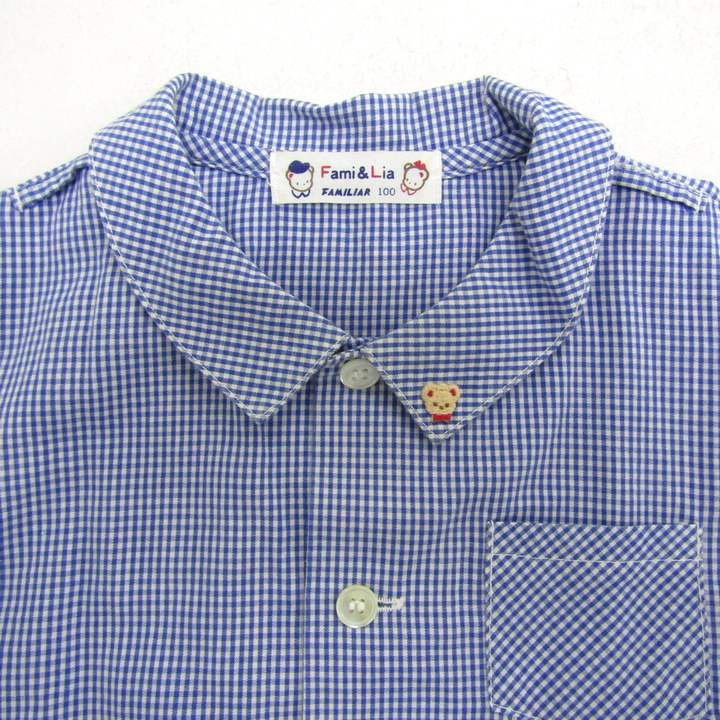 新品】 familiar ファミリア シャツ 長袖 100 青系 チェック