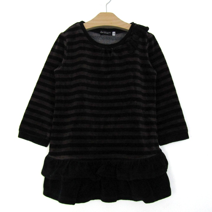 べべ ワンピース 長袖 ブランド トップス 黒 キッズ 女の子用 90サイズ
