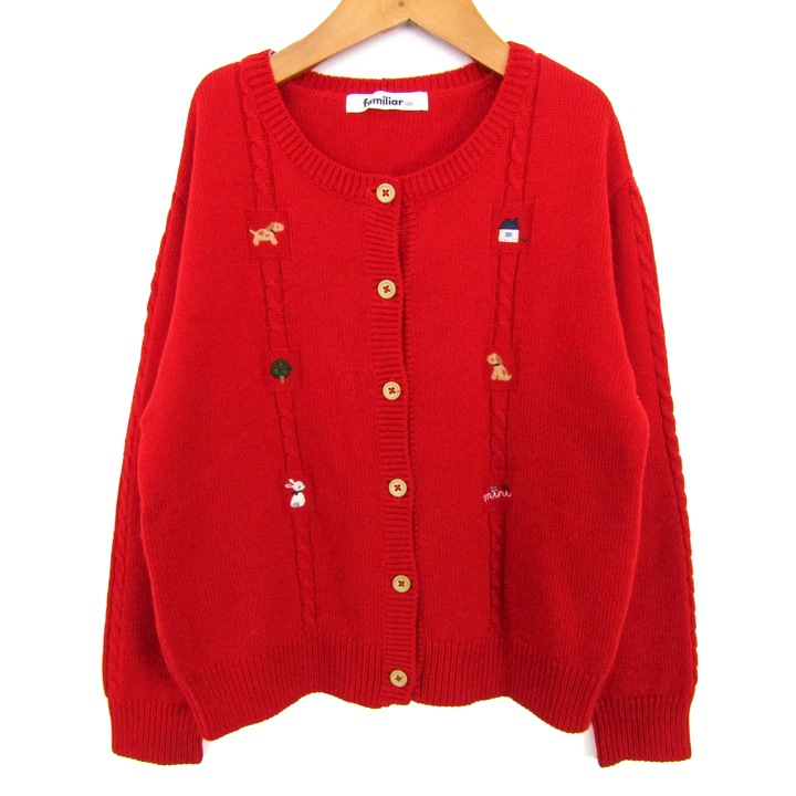 ファミリア カーディガン ウール混 トップス キッズ 女の子用 120 