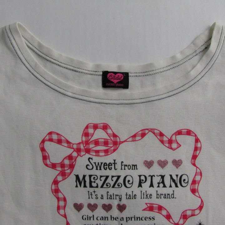 メゾピアノ 半袖Tシャツ トップス リボン クリスタル キッズ 女の子用