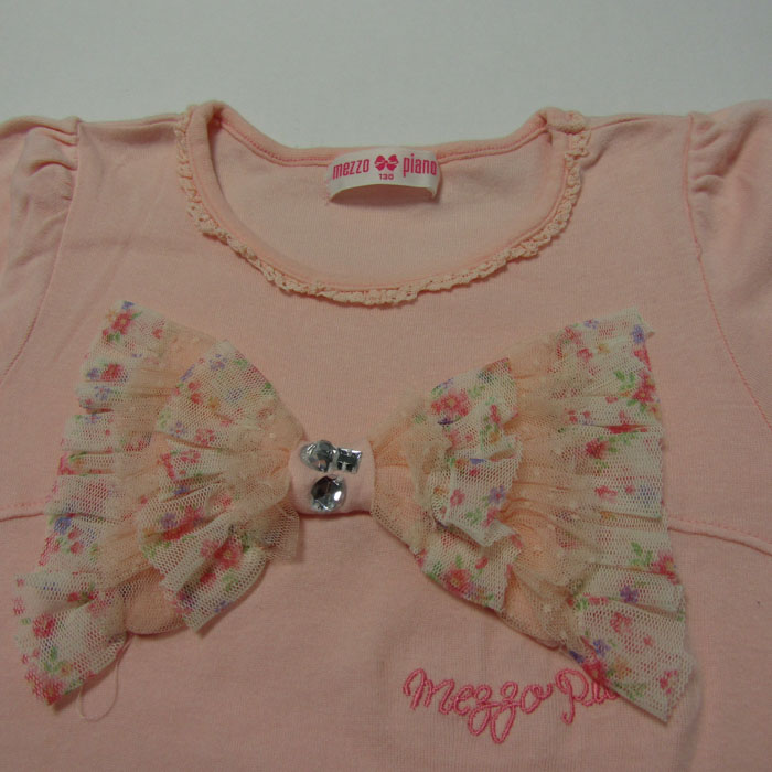 メゾピアノ 長袖Tシャツ トップス チュールリボン キッズ 女の子用