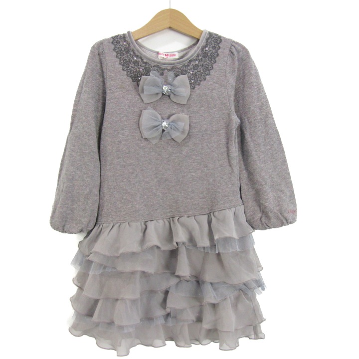 メゾピアノ ワンピース トップス 長袖 シフォン フリル キッズ 女の子