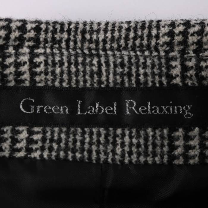グリーンレーベルリラクシング ショートコート グレンチェック ウール混 アウター レディース 36サイズ グレー green label relaxing