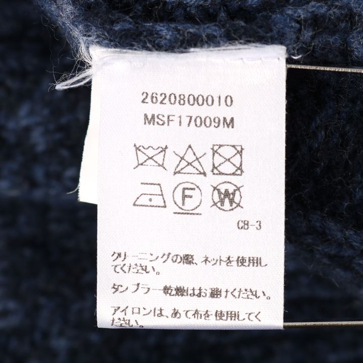 レノマ  リブニット トップス セーター 刺繍ロゴ 水色 メンズ LL 長袖