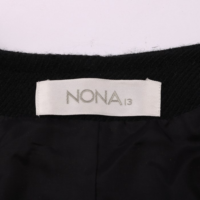 ノナ ノーカラーコート 大きいサイズ ウール混 フォーマル グンゼ アウター 黒 レディース 13サイズ ブラック NONA