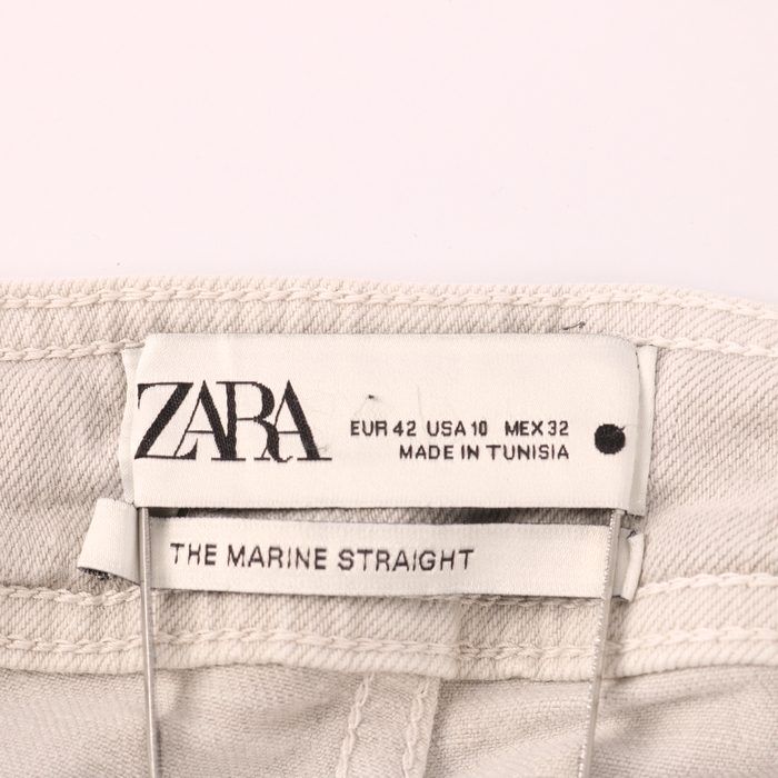 ザラ マリンストレートパンツ デニムパンツ ハイウエスト 大きいサイズ ストレッチ レディース EUR42サイズ アイボリー ZARA 【中古】｜ ZARA｜店舗買取｜パンツ＞その他パンツ｜USEDのアパレル通販サイト - SMASELL（スマセル）