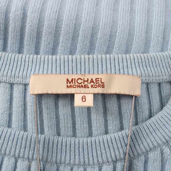 マイケルコース リブニット セーター 長袖  ウール混 カジュアル ストレッチ トップス レディース 6サイズ ブルー Michael Kors マイケルコース リブニット セーター 長袖 ウール混 カジュアル