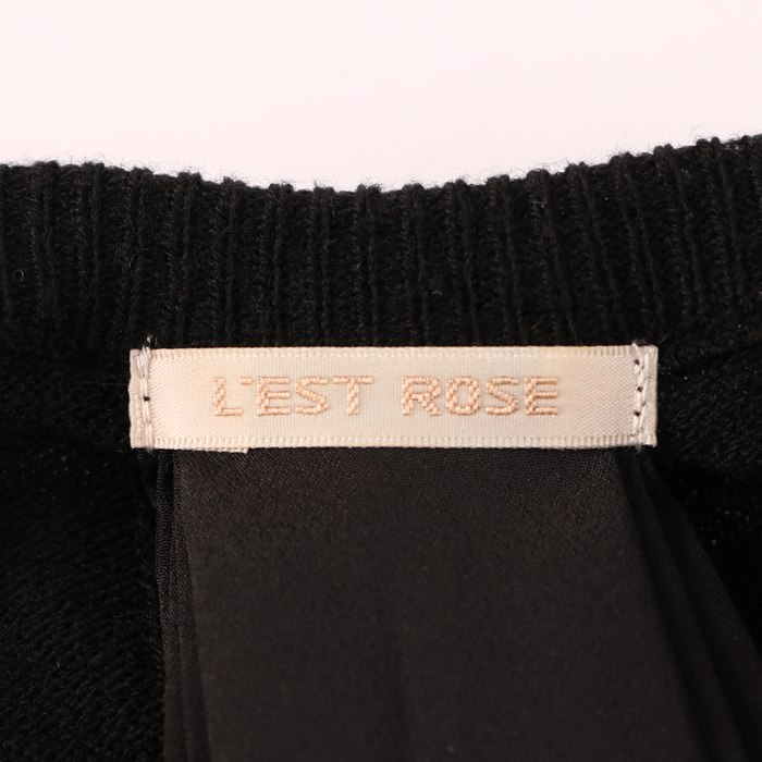レストローズ ニット セーター 長袖 アーガイル柄 レイヤード風 ウール混 トップス レディース 2サイズ ブラック L'EST ROSE レストローズ ニット セーター 長袖 アーガイル柄 レイヤード風