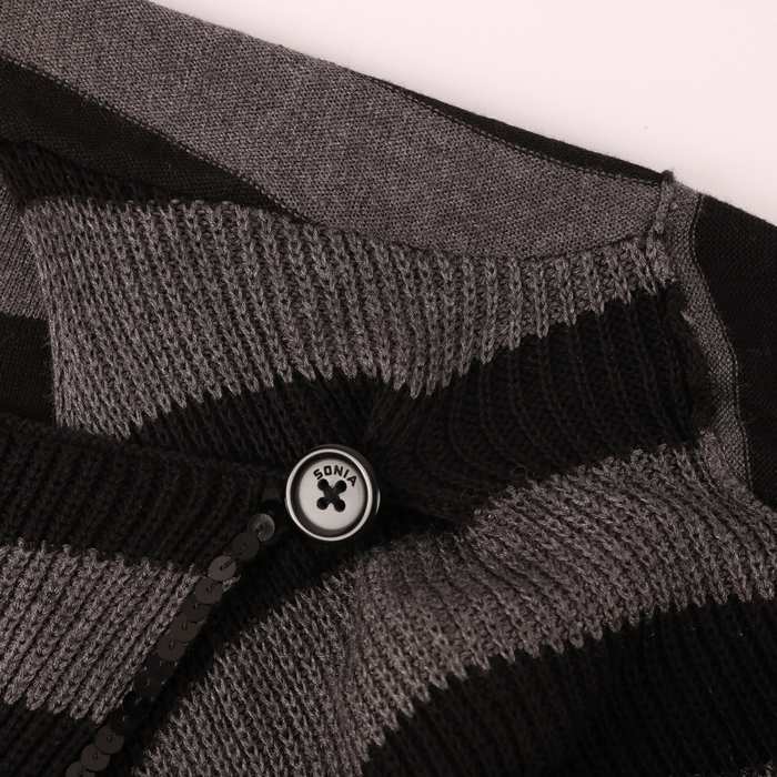 ソニアリキエル刺繍柄黒ブラックウールニットショルダーバッグハンドバッグ内ポケット3つ