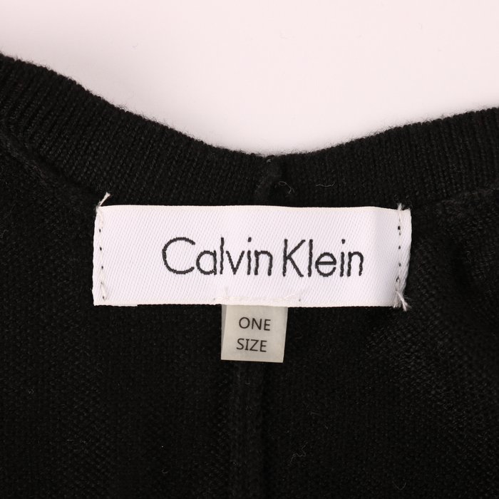 カルバンクライン カーディガン 長袖 ビジュー ポンチョ 黒 無地 トップス M相当 レディース ONEサイズ ブラック Calvin klein