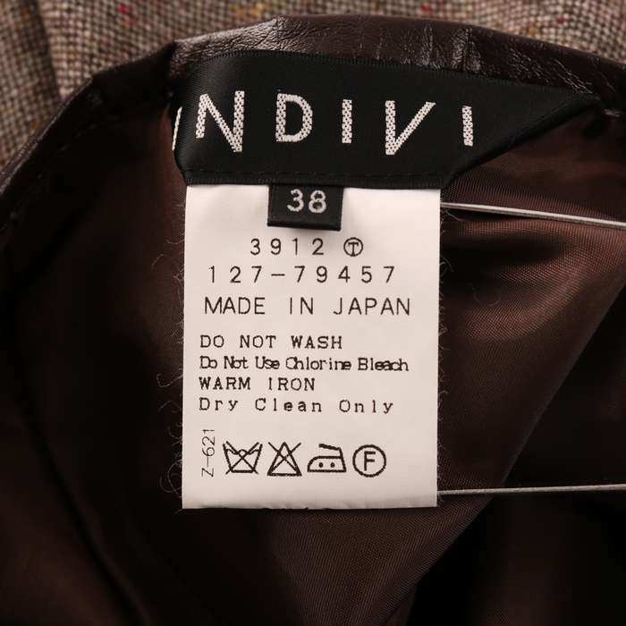 インディヴィ スカート フレア 膝丈 ツイード ウール混 ボトムス 日本 