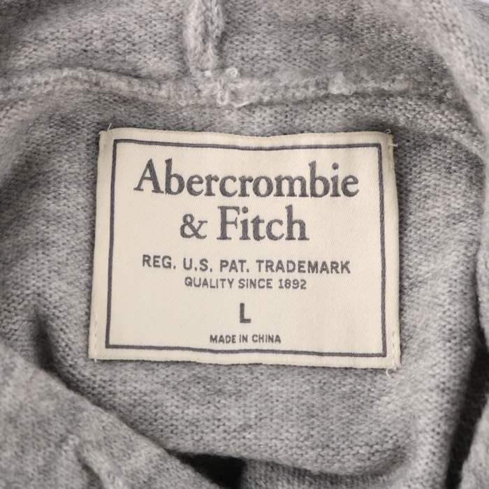 アバクロンビー&フィッチ ニットパーカー カットソー プルオーバー ストレッチ トップス メンズ Lサイズ グレー Abercrombie & Fitch