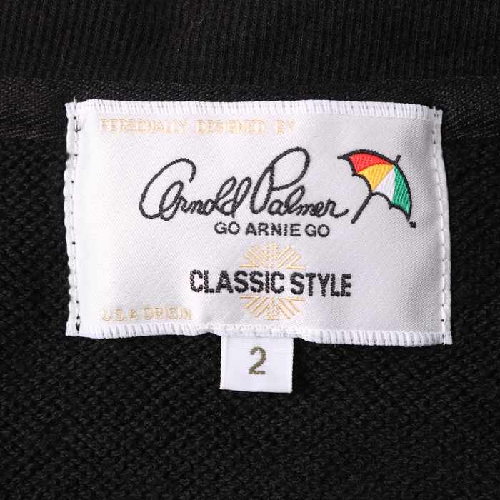 アーノルドパーマー ブルゾン ジャケット ミドル丈 コットン100% フルジップ アウター 黒 レディース 2サイズ ブラック Arnold Palmer