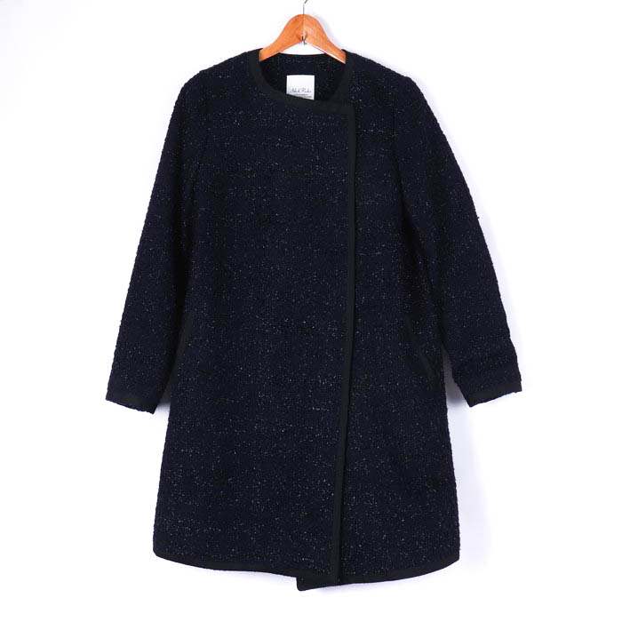 未使用　La TOTALITE ウールカシミヤ　ミドル丈　ノーカラーコート ラトータリテ ノーカラーコート ウール カシミヤ/モヘヤ混 アウター 黒