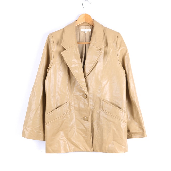 AMERI(アメリ) コート レディース - グレーベージュ×ボルドー 長袖  