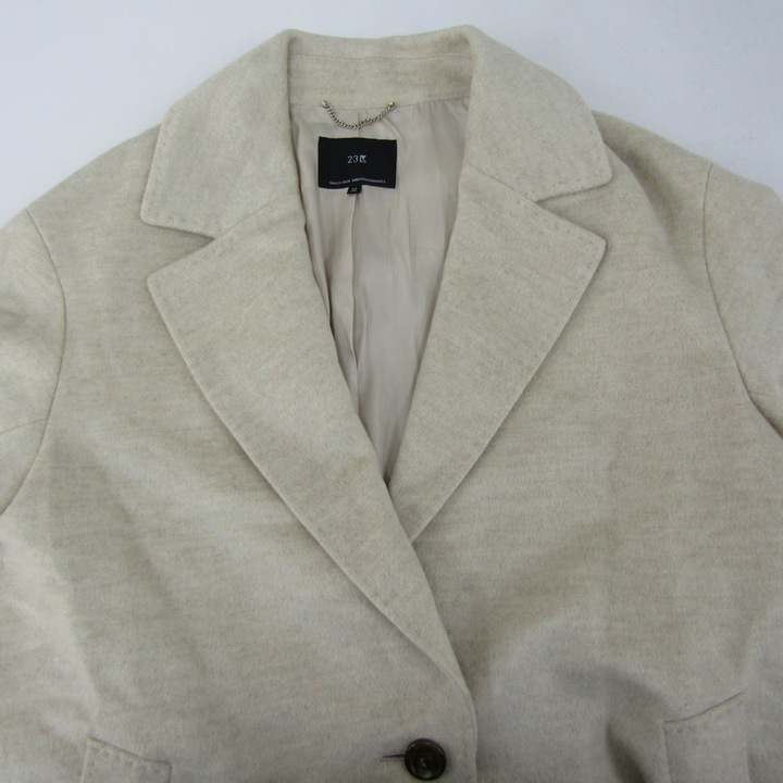 23区ベージュ チェスターコート ウール混合 23区 カシミヤ混 ロング