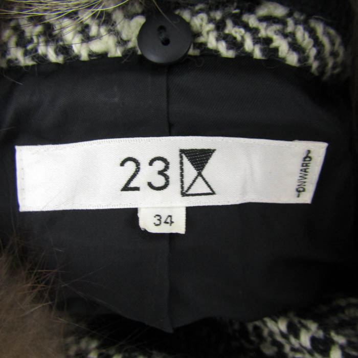 ニジュウサンク 23区 サイズ42 L 白×黒 レディース 春・秋物/vingt-trois arrondissements/ラメ 美品 ジャケット 中古23区(ニジュウサンク) ワンピース ノースリーブ&frasl;ひざ丈 黒 23区