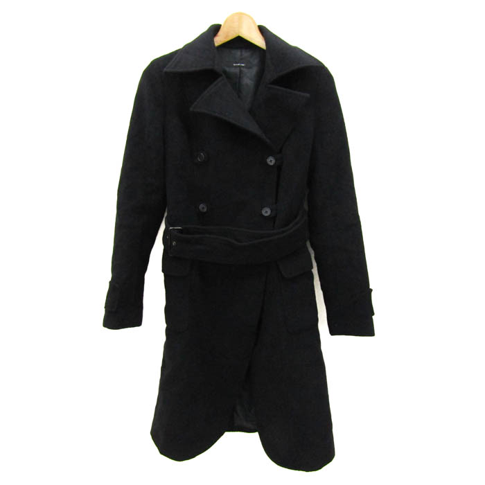 vintage 90s マキシ丈 ダブル ロングコート アンゴラ ブラック アンゴラのブラックコート vintage 90s マキシ丈 ダブル ロングコート