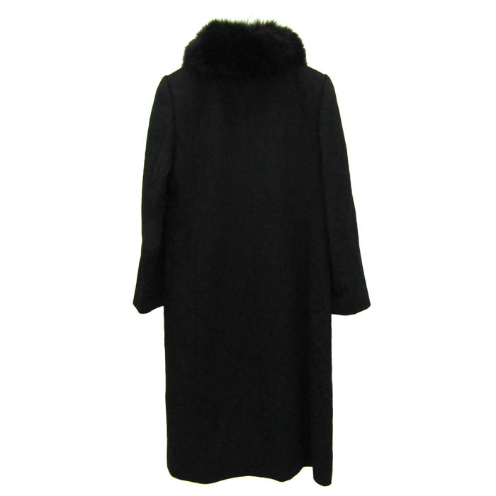 I'HIVER カシミア　ロングコート　サイズ９AR 美品◆イヴェール カシミア コート ブルーフォックスファー付 ブラック サイズ9AR I\u0027hiverAFF19