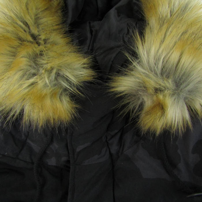 AVIREX ファー付きブラックモッズコート ミリタリーデザイン AVIREX