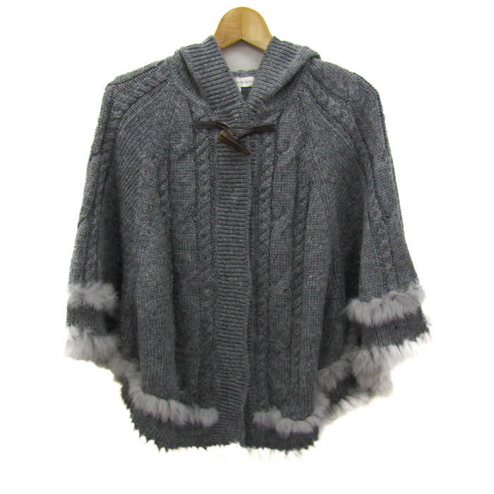 【Sybilla】シビラ　ポンチョ　ケープ　ロングコート　ブラック　アンゴラ混 Sybilla】シビラ ポンチョ ケープ ロングコート ブラック アンゴラ混