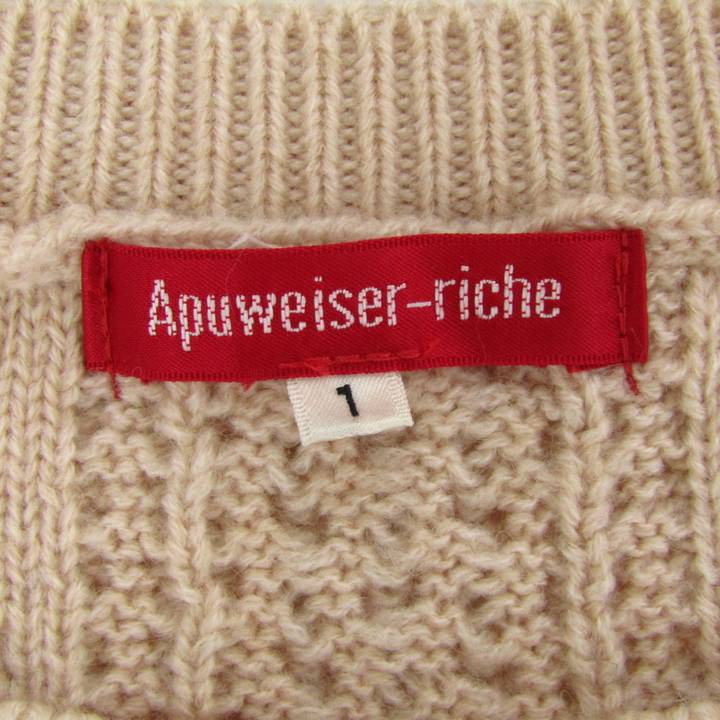 アプワイザーリッシェ ケーブルニット 長袖 ウール混 トップス レディース 1サイズ ベージュ Apuweiser-riche アプワイザーリッシェ ケーブルニット 長袖 ウール混 トップス