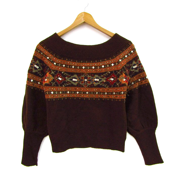 エポカ EPOCA トップス 長袖セーター サイズ40 M アイボリー レディース タートルネック/フラワー/ビジュー エポカ EPOCA 長袖セーター サイズ40 M - アイボリー×イエローグリーン