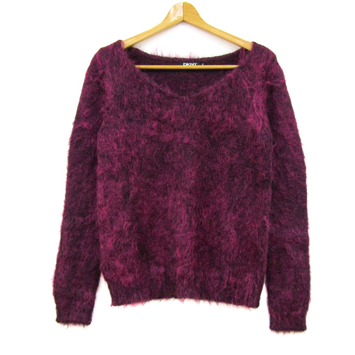 ディーケーエヌワイ ニット トップス 長袖 Vネック セーター モヘヤ混 レディース Sサイズ パープル DKNY ディーケーエヌワイ ニット トップス 長袖 Vネック セーター モヘヤ混