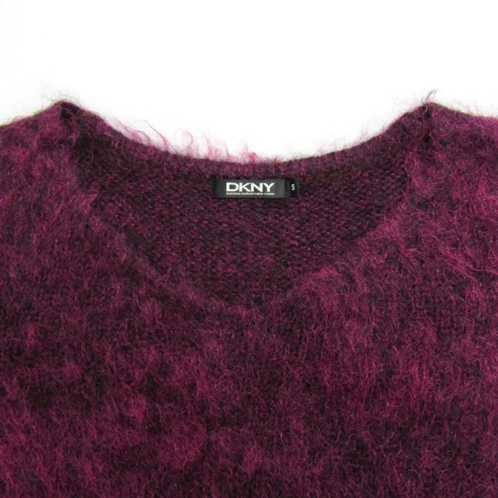 ディーケーエヌワイ ニット トップス 長袖 Vネック セーター モヘヤ混 レディース Sサイズ パープル DKNY ディーケーエヌワイ ニット トップス 長袖 Vネック セーター モヘヤ混