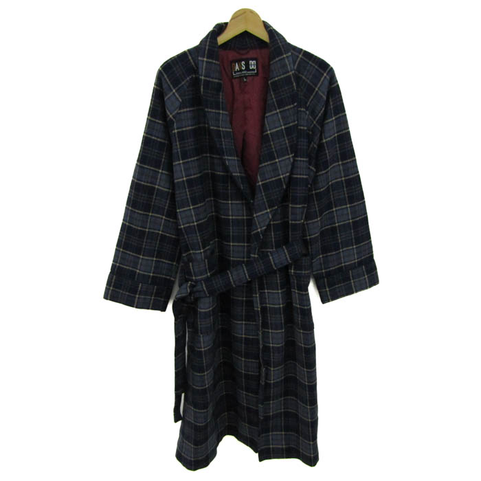 DAKS ダックス ガウンコート L タータンチェック 古着 L ロングコート ダックス ロングコート ラップコート ガウン アウター チェック柄
