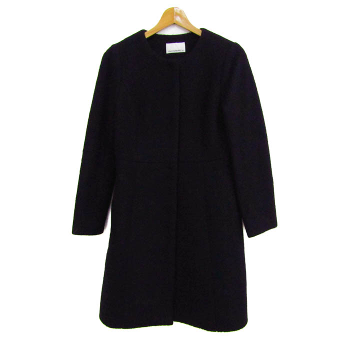 エムプルミエブラック ノーカラーコート ウールコート アウター