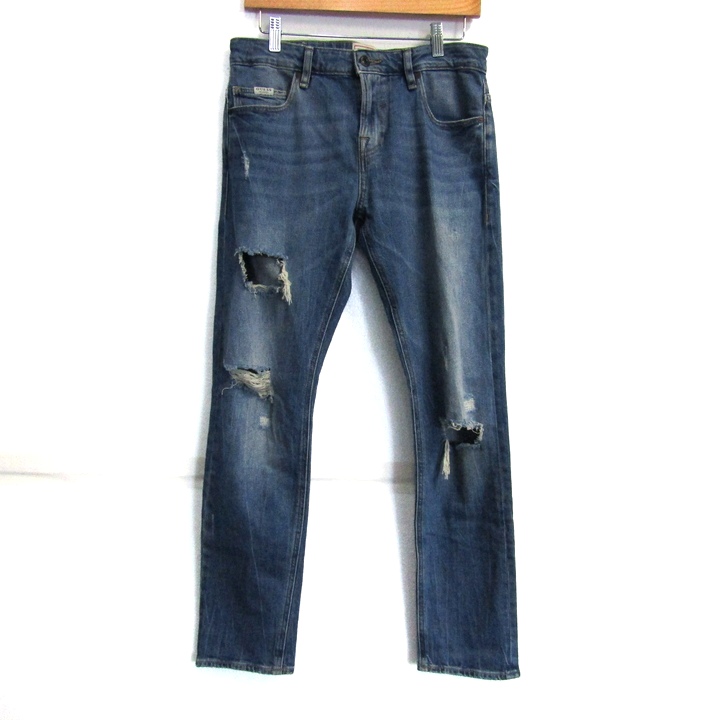 GUESS デニムジャケット ダメージ加工 ライトブルー L ゲス デニム 