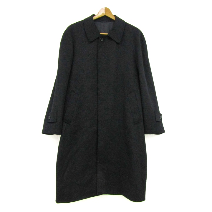 カシミヤ ステンカラーロングコート カシミヤ100% アウター 黒 メンズ