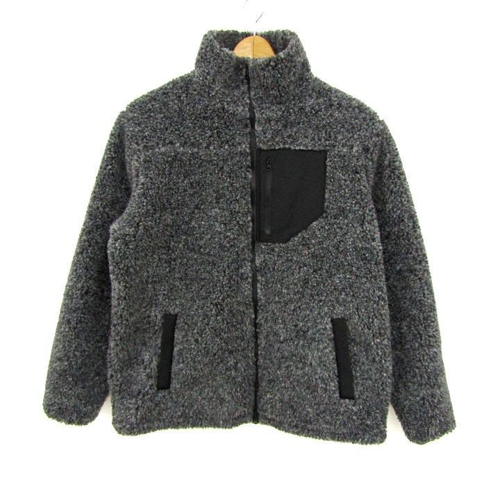 en Bleu LANVIN ウール混 ボアジャンパー ランバンオンブルー ランバンオンブルー ジャケット ボアジャンパー ウール混 大きいサイズ アウター レディース 48サイズ グレー LANVIN en Bleu