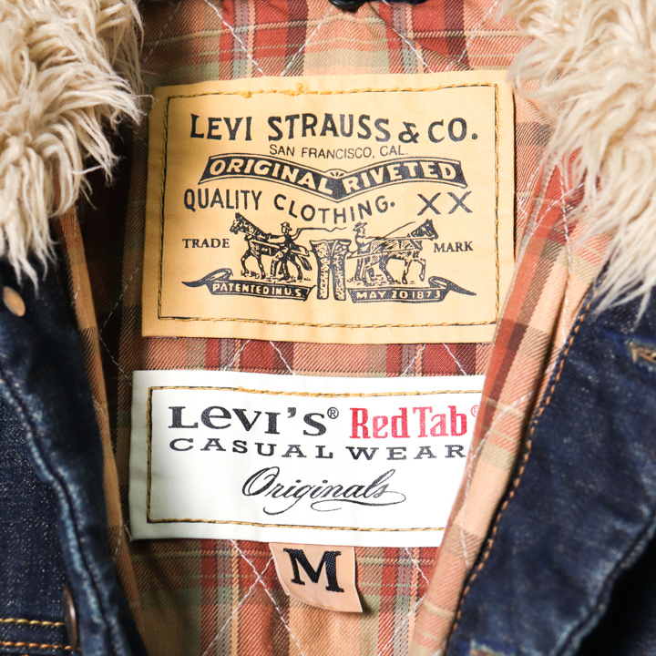 リーバイス デニムジャケット Gジャン RedTab 中綿 ボア アウター メンズ Mサイズ ネイビー Levi's 【中古】