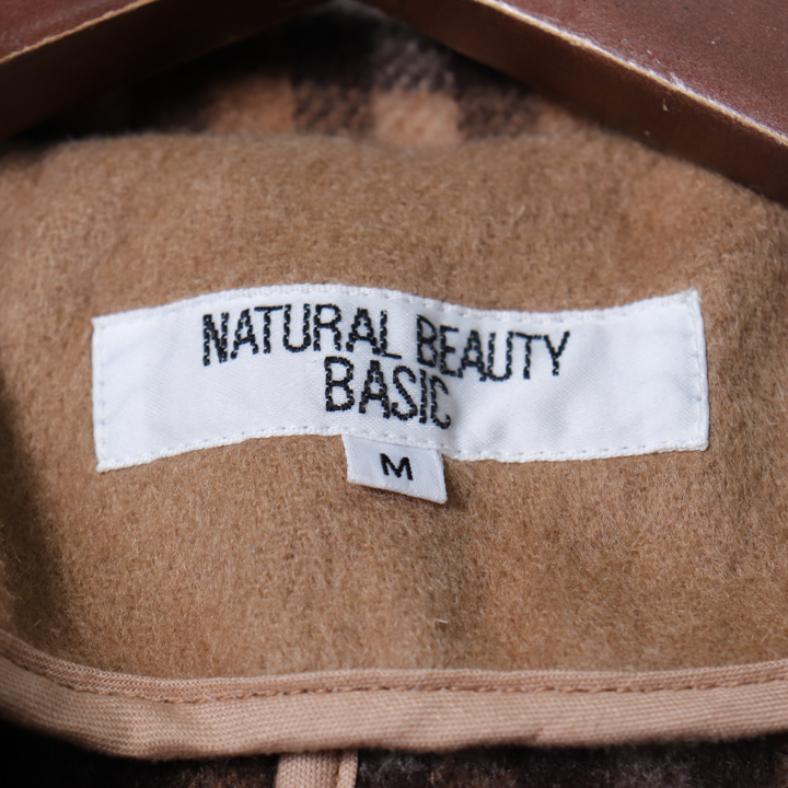 ナチュラルビューティーベーシック ダッフルコート ロングコート アウター ウール混 レディース Mサイズ ベージュ NATURAL BEAUTY  BASIC 【中古】