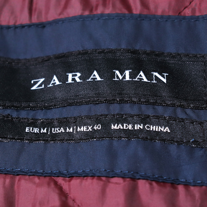 ザラ 中綿ブルゾン ジップアップ 無地 ジャンパー ジャケット アウター メンズ M(USA)サイズ ネイビー ZARA