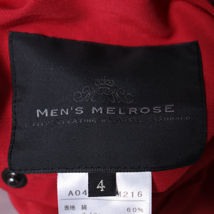 メンズメルローズ ジップアップブルゾン リバーシブル フード付き 胸ポケット ジャケット アウター メンズ 4サイズ レッド MEN'S  MELROSE 【中古】