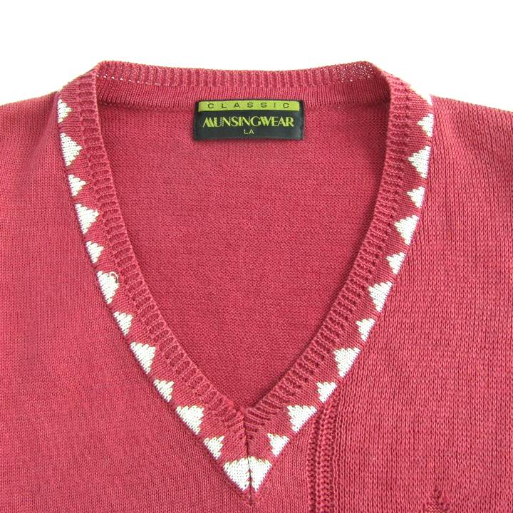 08M291◯ Munsingwear 薄手 ボーダー Vネック ニット ゴルフ セール】 【MEN】【手洗い可】裏地付き Vネックニット （ニット