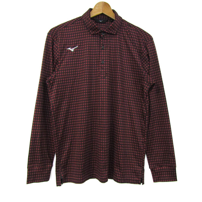 ミズノ ポロシャツ 長袖 スポーツウエア トップス 黒 赤 メンズ L