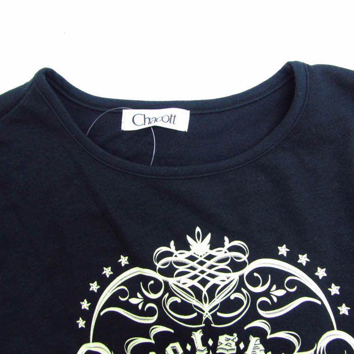 【日本製 レッスン着】ブラック CHACOTT トップス カットソー 黒 半袖 チャコット 半袖Ｔシャツ トップス グラフィックT バレエ スポーツ