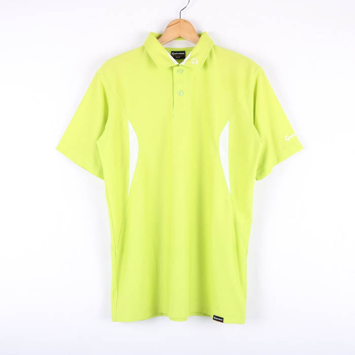 テーラーメイドゴルフ 半袖ポロシャツ メッシュ メンズ Mサイズ 黄緑系