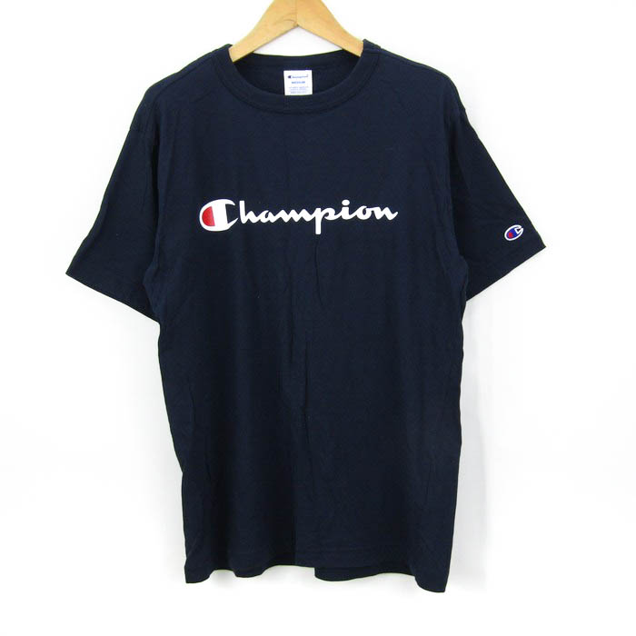 チャンピオン 半袖Tシャツ ロゴT スポーツウエア コットン メンズ Mサイズ ネイビー Champion 【中古】