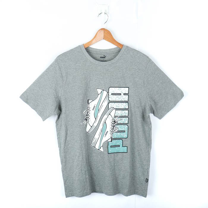 プーマ 半袖Tシャツ グラフィックT スポーツウエア 未使用品 メンズ Lサイズ グレー PUMA 【中古】