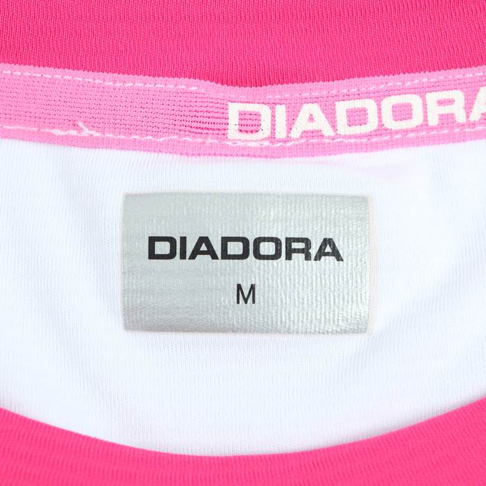 ディアドラ 半袖Tシャツ トップス ロゴT フレンチ袖 スポーツウエア レディース Mサイズ 白×黒×ピンク DIADORA 【中古】、白×黒×ピンク、M