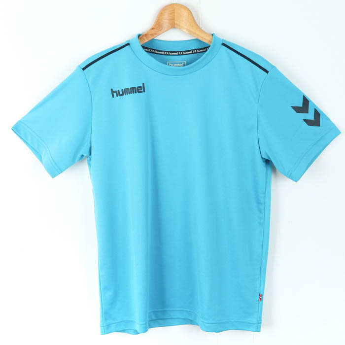 ヒュンメル 半袖Ｔシャツ トップス ワンポイントロゴ スポーツウエア メンズ Mサイズ 水色×黒 hummel 【中古】