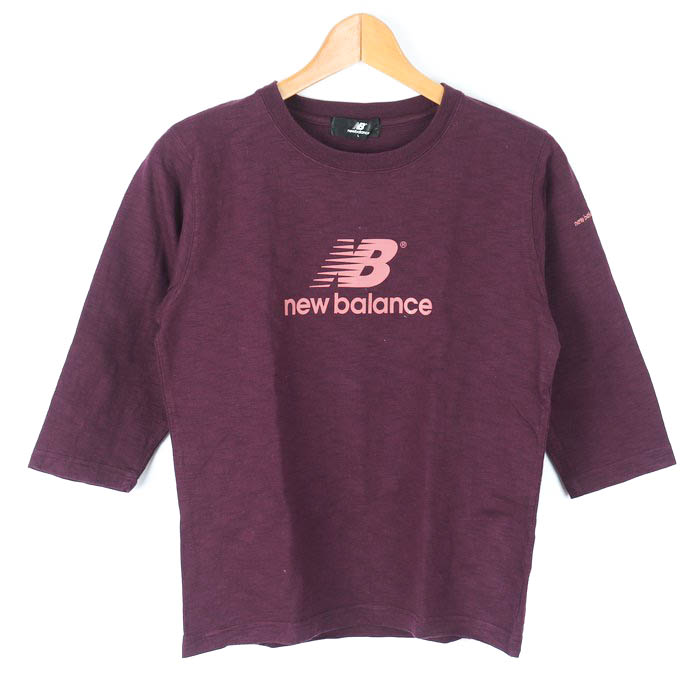 ニューバランス 半袖Ｔシャツ トップス 五分袖 ロゴT スポーツウエア コットンT レディース Lサイズ パープル NEW BALANCE 【中古】 865円