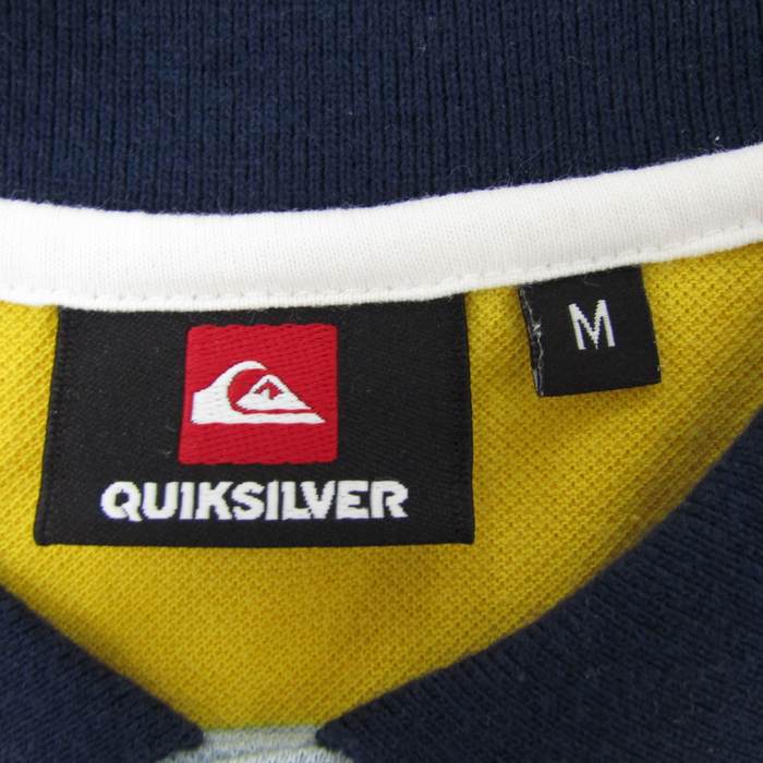 クイックシルバー 半袖ポロシャツ トップス ボーダー柄 スポーツウエア メンズ Mサイズ 水色×黄 Quiksilver 【中古】｜Quiksilver ｜店舗買取｜トップス＞ポロシャツ｜USEDのアパレル通販サイト - SMASELL（スマセル）