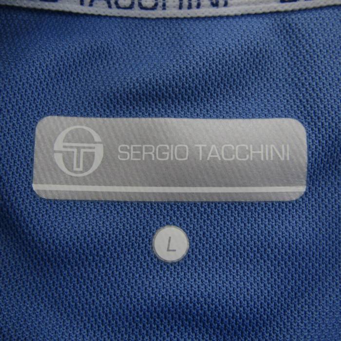 Sergio Tacchini ポロシャツ L 青系ストライプ セルジオタッキーニ ポロシャツ トップス 半袖 テニス スポーツ
