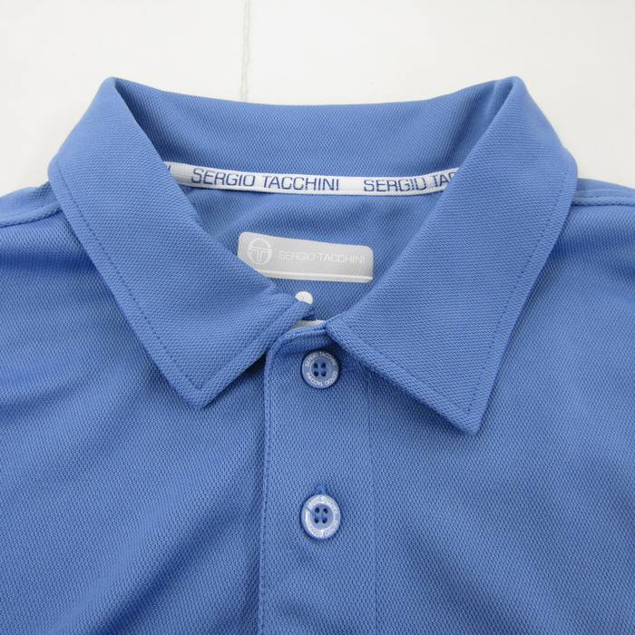 Sergio Tacchini ポロシャツ L 青系ストライプ セルジオタッキーニ ポロシャツ トップス 半袖 テニス スポーツ